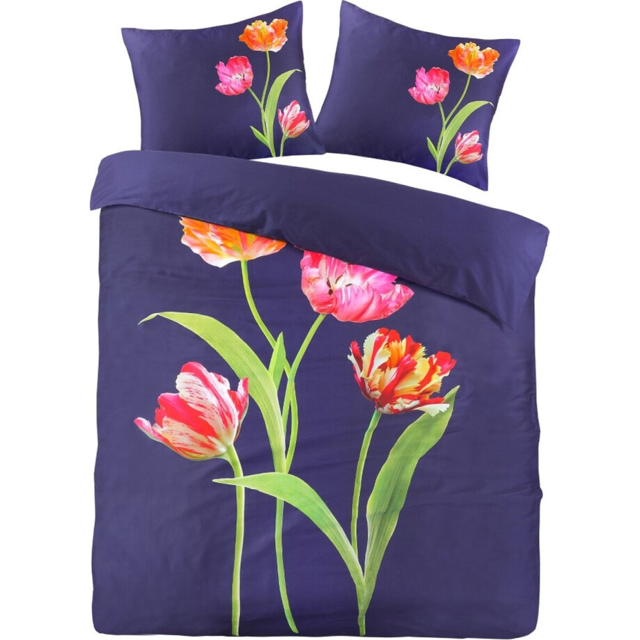 Papillon Tulip Dekbedovertrek - Tweepersoons - 200x200/220 cm - Navy afbeelding 1