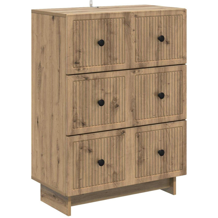 vidaXL - Ladekast - 66 - x - 34,5 - x - 90 - cm - Bewerkt - hout - Artisanaal - eiken afbeelding 1