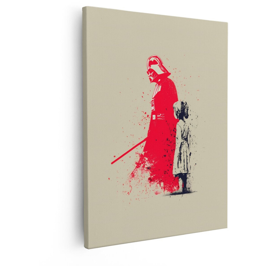 Artaza Canvas Schilderij Darth Vader - 80x100 cm - Wanddecoratie Star Wars - Muurdecoratie Prinses Leia - Schilderijen Op Canvas Rood afbeelding 1