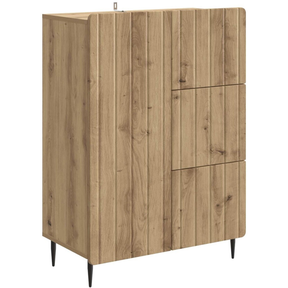 vidaXL - Dressoir - Artisanaal - eiken - 66 - x - 34,5 - x - 91,5 - cm - Bewerkt - hout vidaXL - Dressoir - Artisanaal - eiken - 66 - x - 34,5 - x - 91,5 - cm - Bewerkt - hout afbeelding 1
