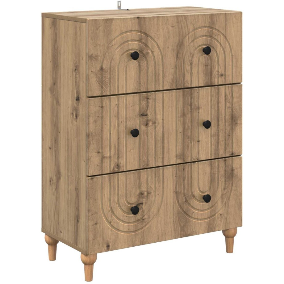 vidaXL - Ladekast - Artisanaal - eiken - 66 - x - 34,5 - x - 90 - cm - Bewerkt - hout vidaXL - Ladekast - Artisanaal - eiken - 66 - x - 34,5 - x - 90 - cm - Bewerkt - hout afbeelding 1
