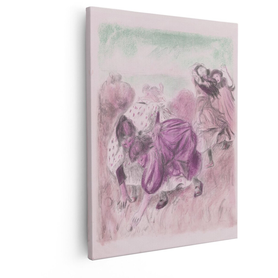 Artaza Canvas Schilderij Vrolijke Meisjes Spelen buiten in de Zomer - Verzamelen Objecten - 80x100 cm - Groot - Wanddecoratie Woonkamer - Schilderijen - Muurdecoratie afbeelding 1