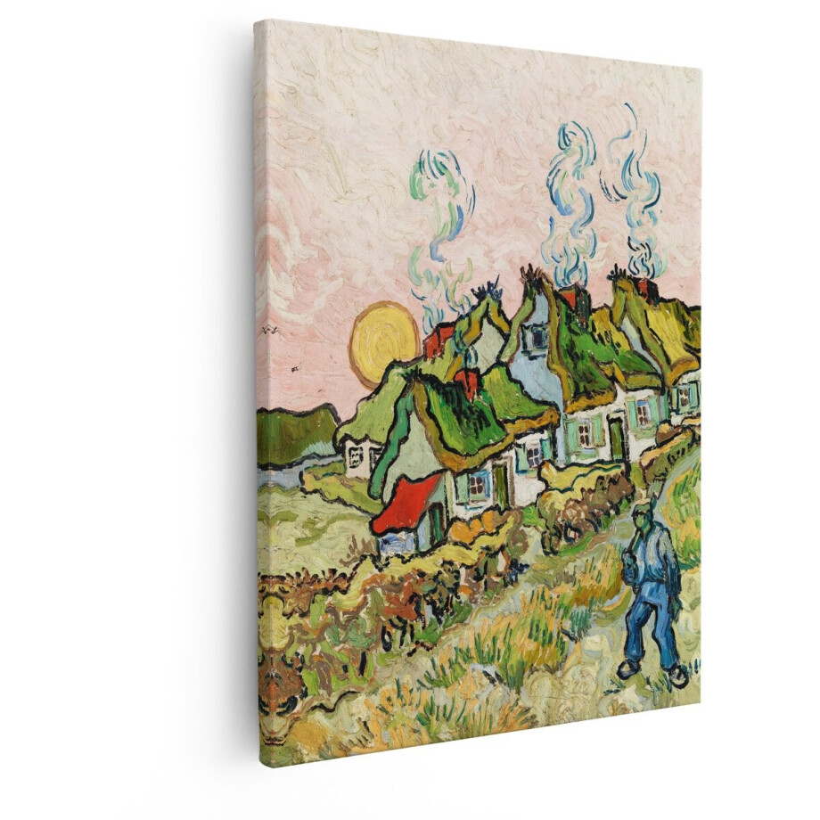 Artaza Canvas Schilderij Van Gogh - 40x50 cm - Wanddecoratie Dorp - Muurdecoratie Landschap - Schilderijen Op Canvas Natuur afbeelding 1