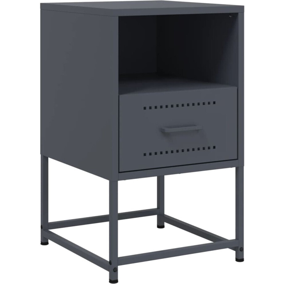 vidaXL - Nachtkastje - 36x39x60,5 - cm - staal - antracietkleurig afbeelding 1