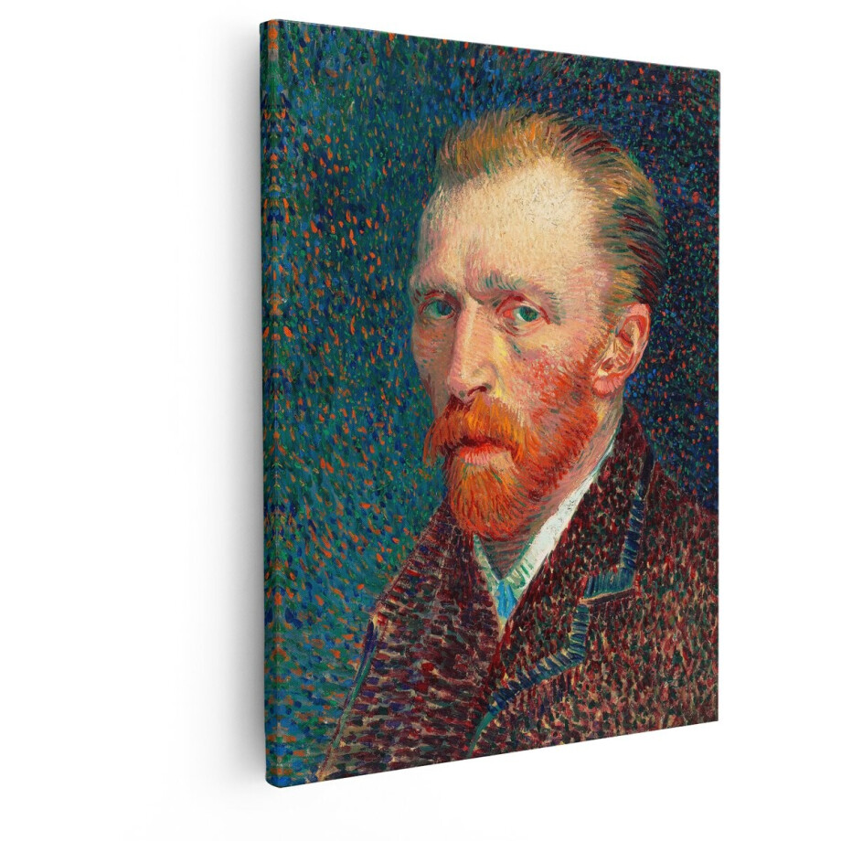 Artaza Canvas Schilderij Vincent van Gogh Zelfportret met Baard en Blauwe Das - Impressionistisch Schilderij - 80x100 cm - Groot - Wanddecoratie Woonkamer - Schilderijen - Muurdecoratie afbeelding 1