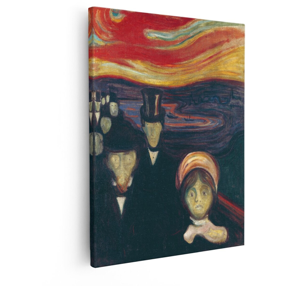 Artaza Canvas Schilderij Edvard Munch - 80x100 cm - Wanddecoratie Angst - Muurdecoratie Expressionisme - Decoratie Klassieke Schilderijen afbeelding 1