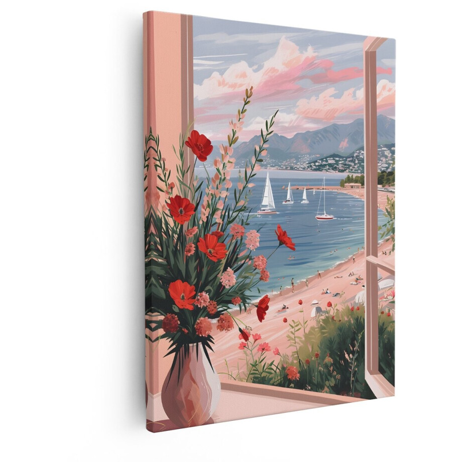 Artaza Canvas Schilderij Uitzicht Op Zee - 40x50 cm - Wanddecoratie Bloemen - Muurdecoratie Zeilboten - Decoratie Strand Woonkamer Artaza Canvas Schilderij Uitzicht Op Zee - 40x50 cm - Wanddecoratie Bloemen - Muurdecoratie Zeilboten - Decoratie Strand Woonkamer afbeelding 1