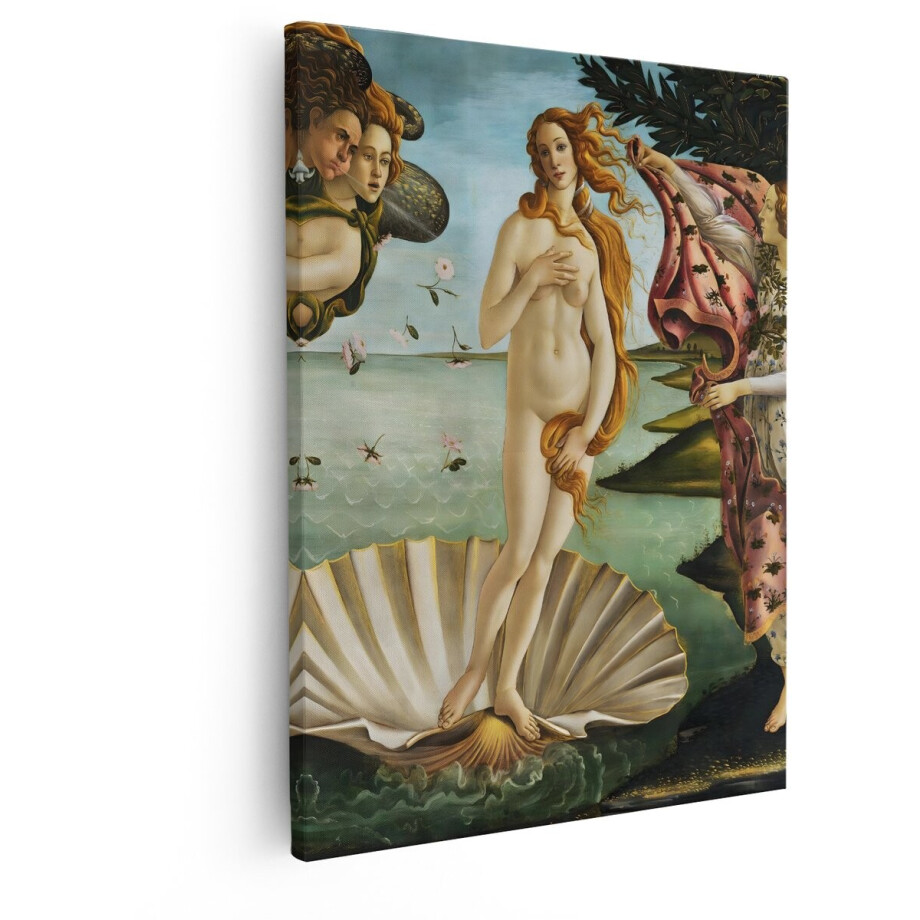 Artaza Canvas Schilderij Geboorte van Venus door Botticelli - Iconisch Renaissance Schilderij - 80x100 cm - Groot - Wanddecoratie Woonkamer - Schilderijen - Muurdecoratie afbeelding 1