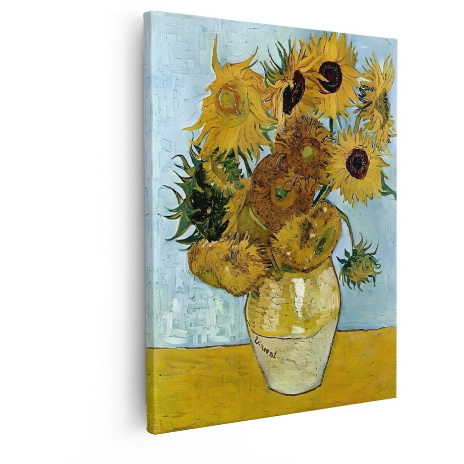 Artaza Canvas Schilderij Vincent van Goghs Zonnebloemschilderij - Iconisch Meesterwerk van de Nederlandse Kunst - 80x100 cm - Groot - Wanddecoratie Woonkamer - Schilderijen - Muurdecoratie afbeelding 1