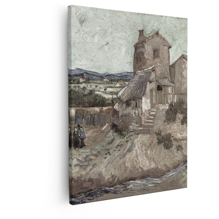 Artaza Canvas Schilderij Landschap Van Gogh - 80x100 cm - Wanddecoratie Oude Molen - Muurdecoratie Vintage - Schilderijen Op Canvas Natuur afbeelding 1
