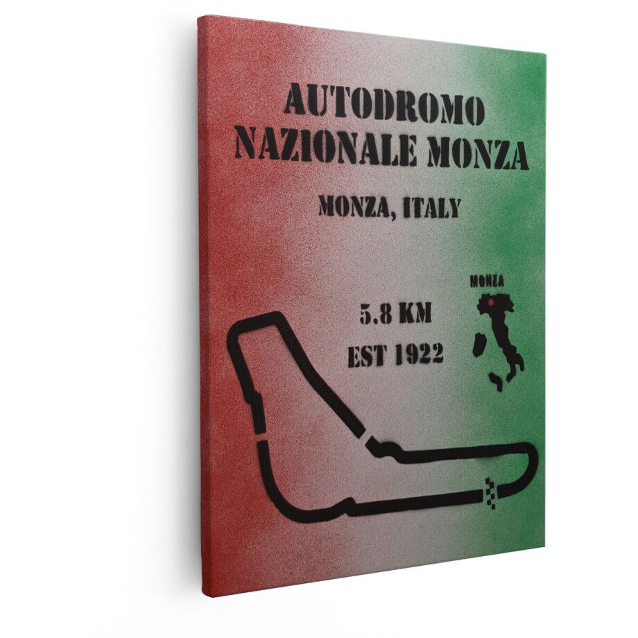 Artaza Canvas Schilderij Autodromo Nazionale Monza Circuitkaart en Italiaanse Vlagkleuren - 80x100 cm - Groot - Wanddecoratie Woonkamer - Schilderijen - Muurdecoratie afbeelding 1