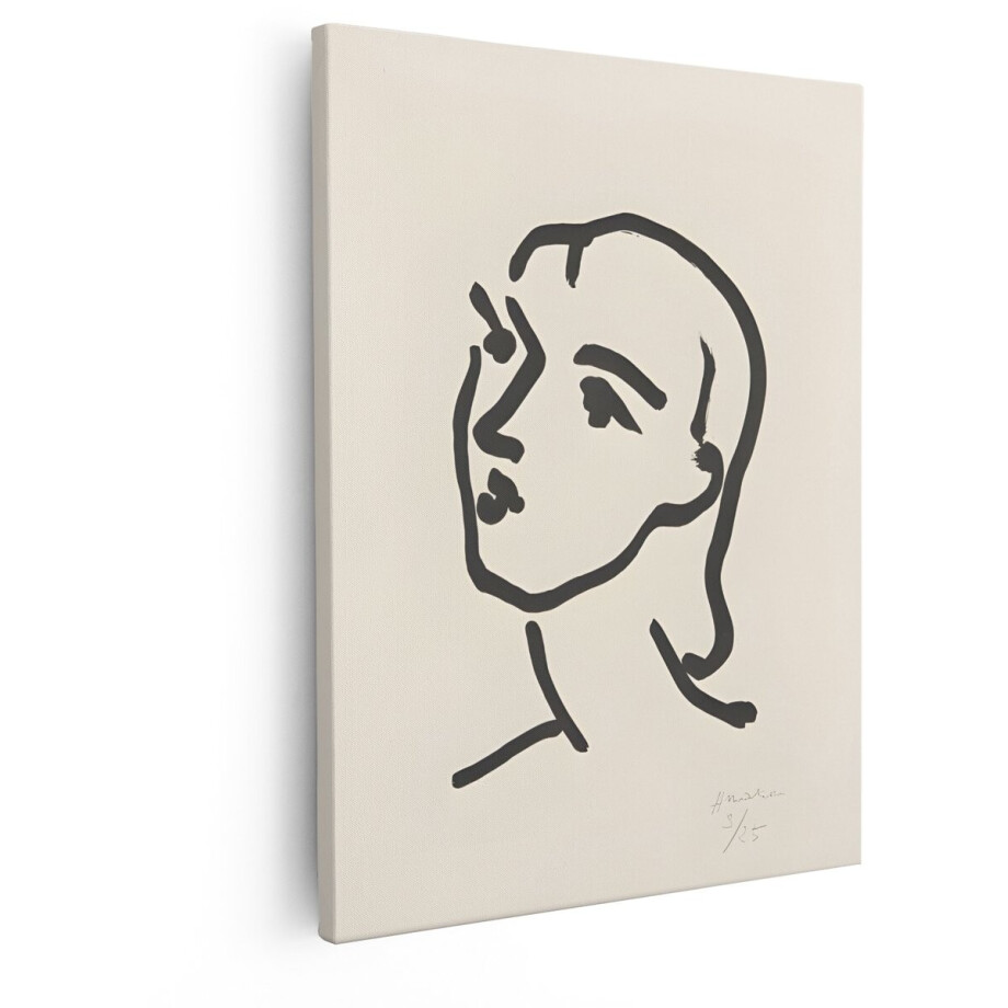 Artaza Canvas Schilderij Vrouw Portret Matisse - 80x100 cm - Wanddecoratie Line Art - Muurdecoratie Zwart Wit - Schilderijen Op Canvas Artaza Canvas Schilderij Vrouw Portret Matisse - 80x100 cm - Wanddecoratie Line Art - Muurdecoratie Zwart Wit - Schilderijen Op Canvas afbeelding 1