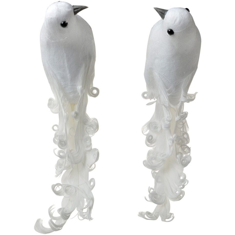 Clayre & Eef Decoratie Vogels 19x9x10 cm Wit Kunststof afbeelding 1