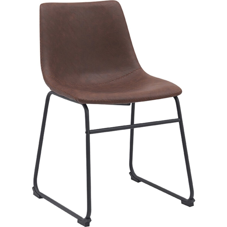 LABEL51 Risto Eetkamerstoel - Bruin - KunstLeer - Zwart Metalen Frame - Stoel - Normale eetkamerstoel LABEL51 Risto Eetkamerstoel - Bruin - KunstLeer - Zwart Metalen Frame - Stoel - Normale eetkamerstoel afbeelding 1