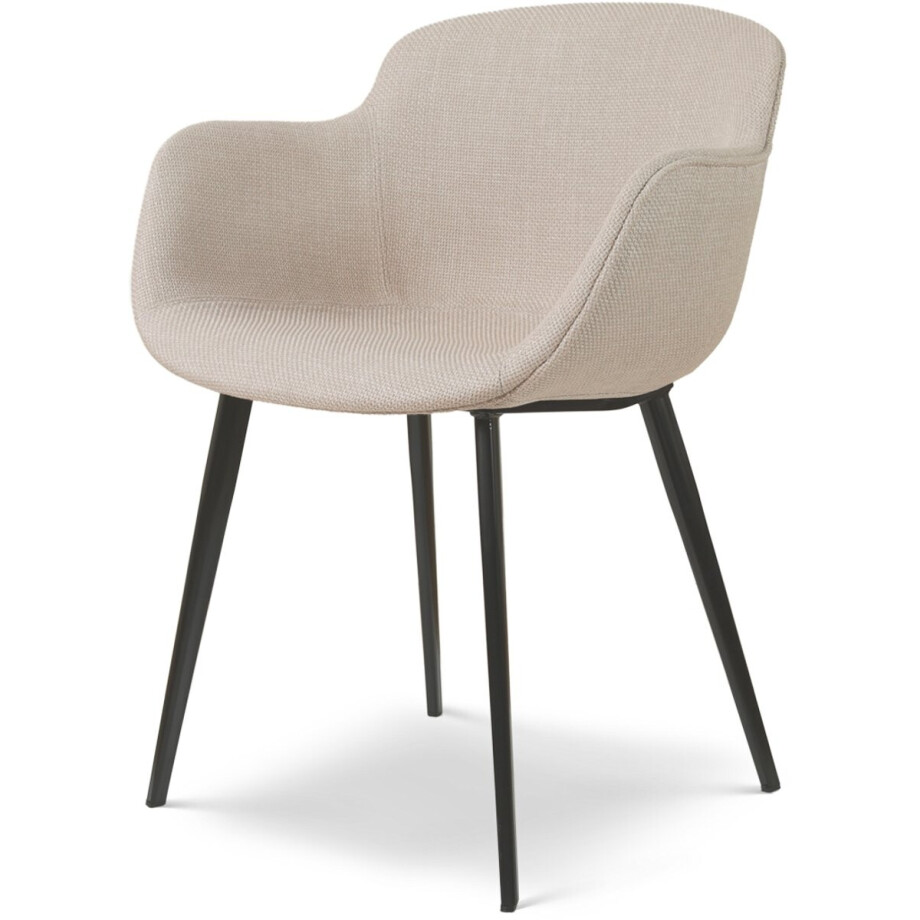 Nolon Elma Eetkamerstoel Beige - Met armleuning - Stof - Zwart Onderstel - Scandinavisch - Comfortabel Nolon Elma Eetkamerstoel Beige - Met armleuning - Stof - Zwart Onderstel - Scandinavisch - Comfortabel afbeelding 1