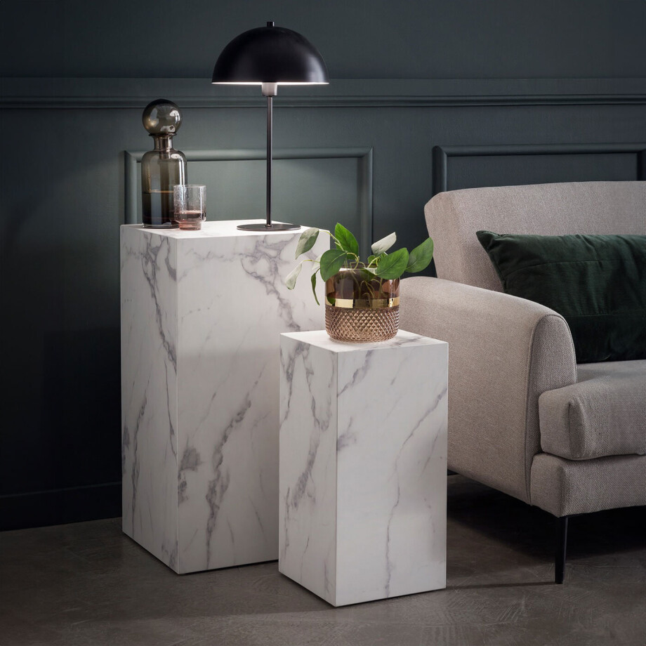 Artistiq Bijzettafel 'Christana' Set van 2 stuks, kleur Wit marmerlook afbeelding 1