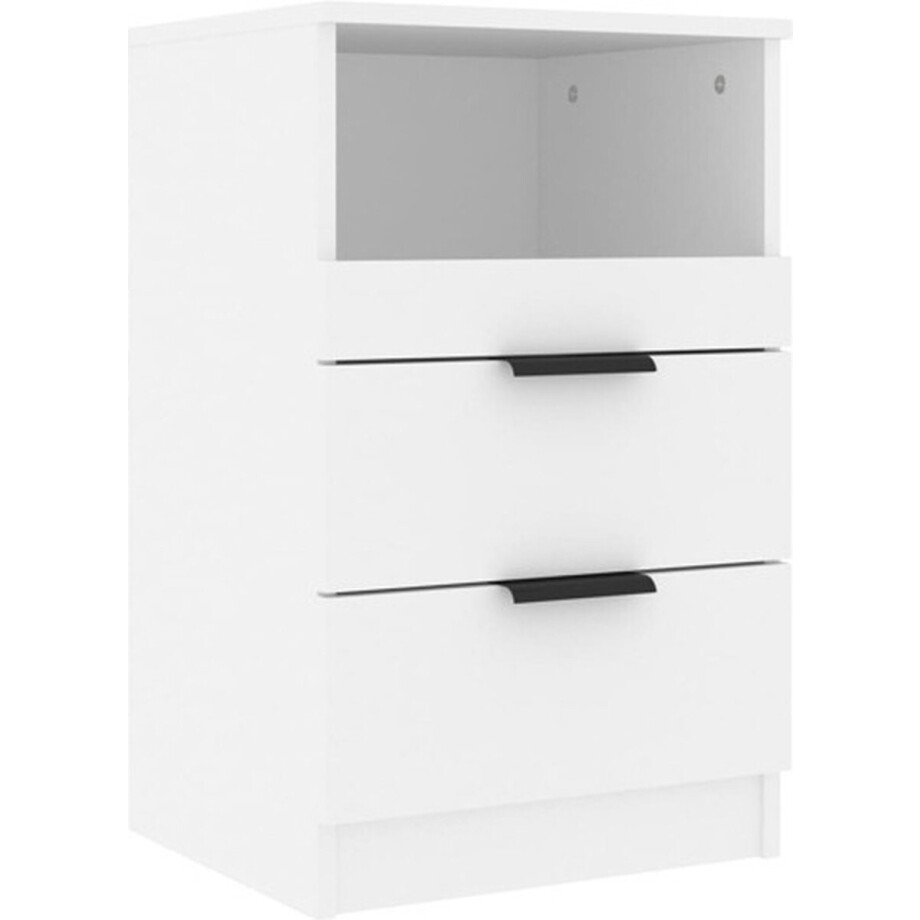 vidaXL - Nachtkastje - bewerkt - hout - wit afbeelding 1