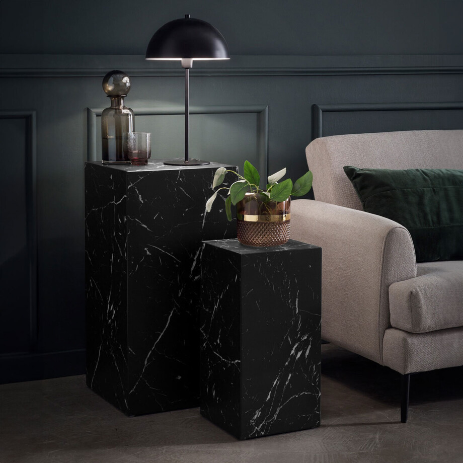 Artistiq Bijzettafel 'Christana' Set van 2 stuks, kleur Zwart marmerlook Artistiq Bijzettafel 'Christana' Set van 2 stuks, kleur Zwart marmerlook afbeelding 1