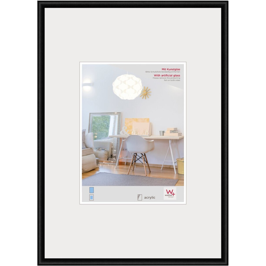 Walther New Lifestyle - Kunststof lijst - Fotoformaat20x30 cm - Kunstglas - Zwart afbeelding 1
