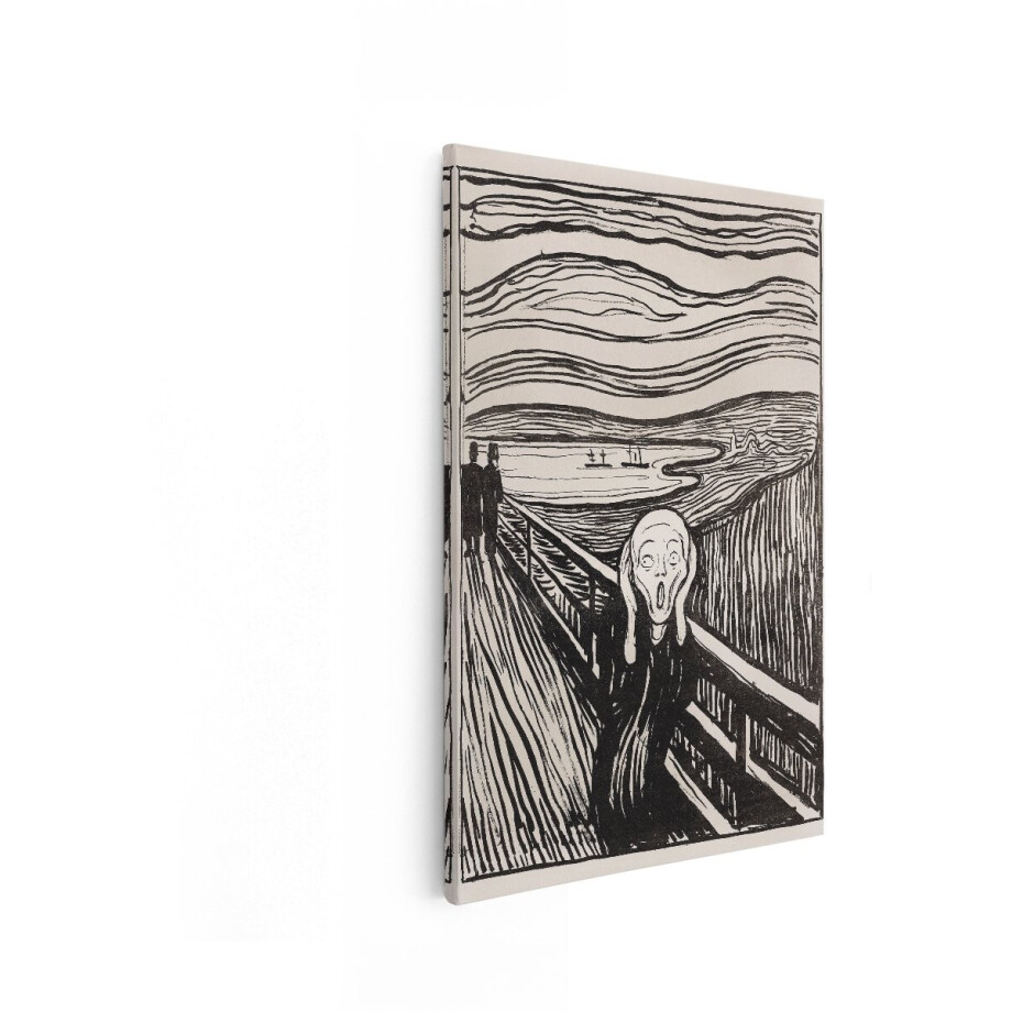 Artaza Canvas Schilderij De Schreeuw - 80x120 cm - Wanddecoratie Edvard Munch - Muurdecoratie Zwart Wit - Decoratie Klassieke Schilderijen afbeelding 1
