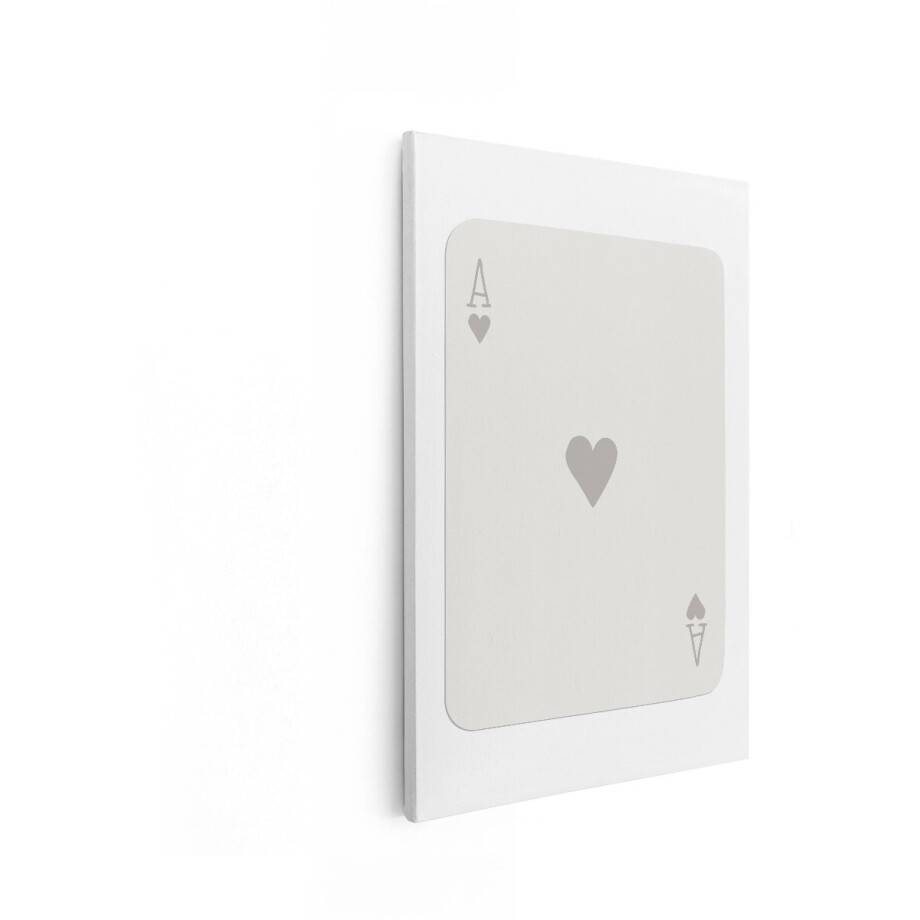 Artaza Canvas Schilderij Aas van Harten Speelkaart met een Minimalistisch Ontwerp - 20x30 cm - Klein - Wanddecoratie Woonkamer - Schilderijen - Muurdecoratie afbeelding 1