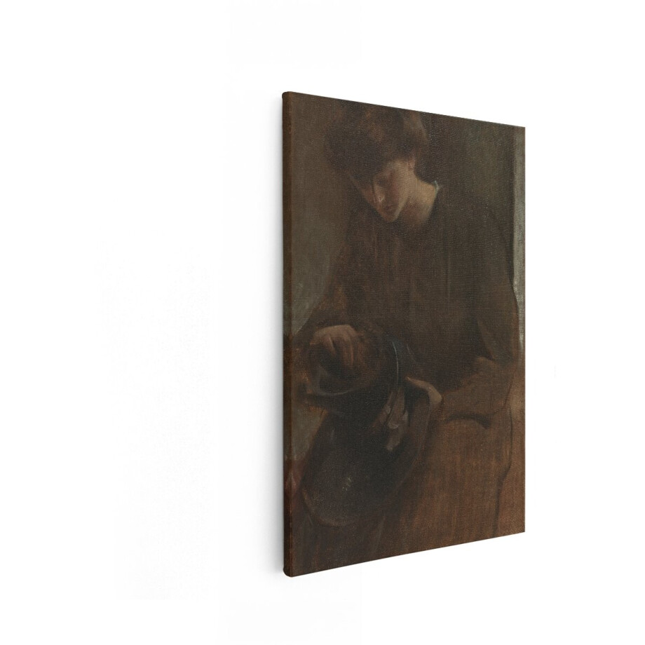 Artaza Canvas Schilderij Vrouw met Donkere Kleding Buigt zich over een Object in haar Handen - 20x30 cm - Klein - Wanddecoratie Woonkamer - Schilderijen - Muurdecoratie Artaza Canvas Schilderij Vrouw met Donkere Kleding Buigt zich over een Object in haar Handen - 20x30 cm - Klein - Wanddecoratie Woonkamer - Schilderijen - Muurdecoratie afbeelding 1