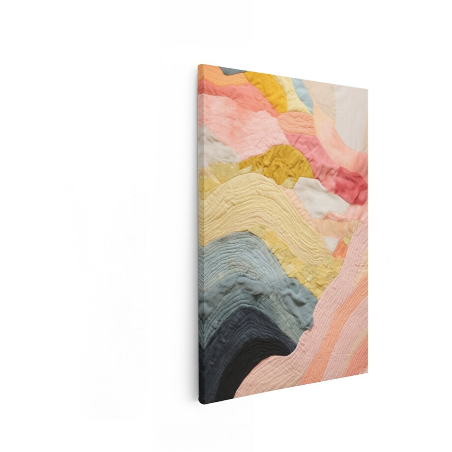 Artaza Canvas Schilderij Abstract - 80x120 cm - Wanddecoratie Boho - Muurdecoratie Pastel - Decoratie Woonkamer - Kleurrijk afbeelding 1