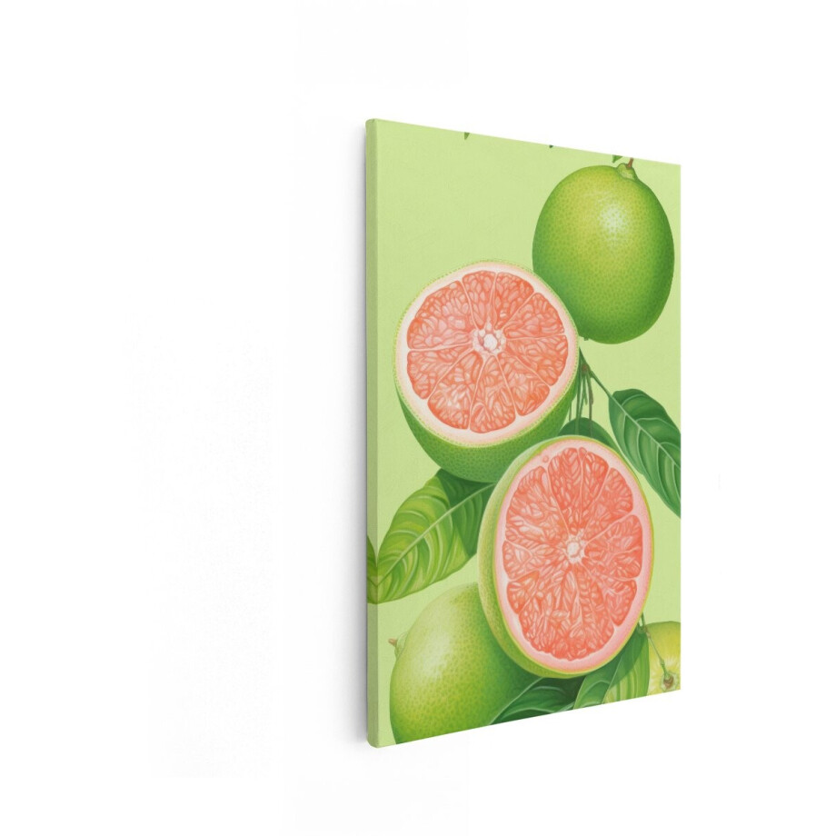 Artaza Canvas Schilderij Grapefruit - 80x120 cm - Wanddecoratie Keuken - Muurdecoratie Fruit - Decoratie Roze Citrus afbeelding 1