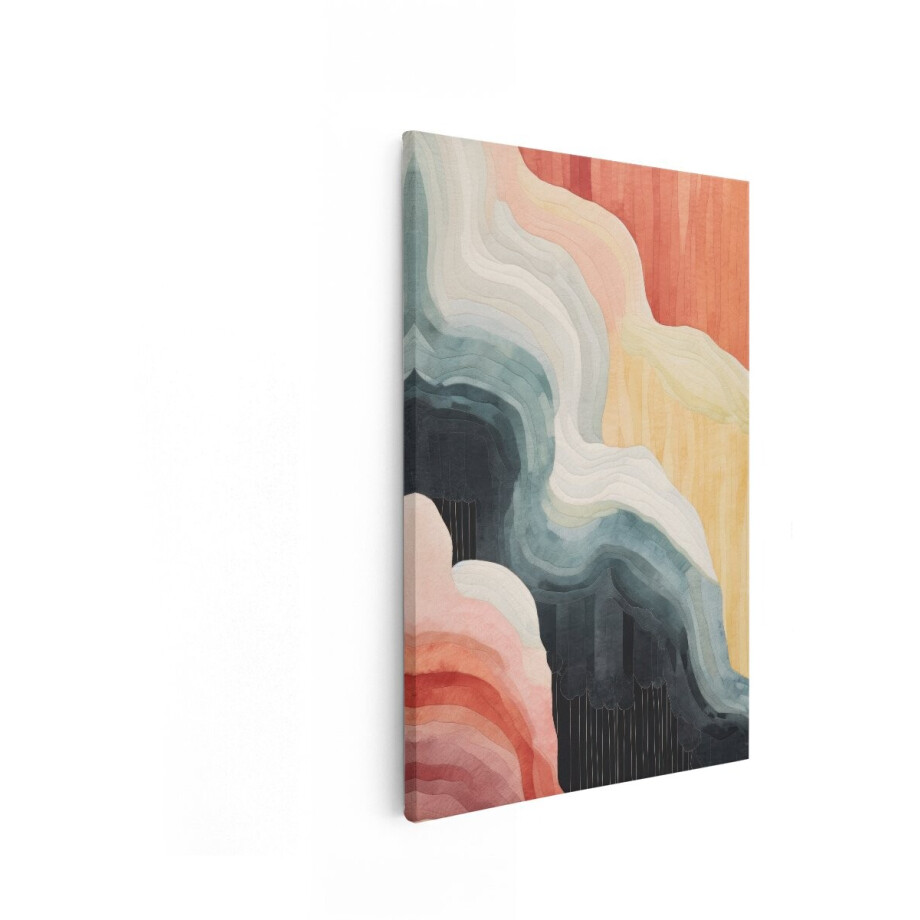 Artaza Canvas Schilderij Abstract - 40x60 cm - Wanddecoratie Modern - Muurdecoratie Boho - Decoratie Golven Kleurrijk afbeelding 1