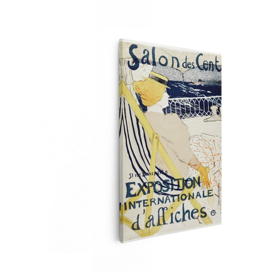 Artaza Canvas Schilderij Salon des Cent Exposition Internationale D'Affiches Vintage Posterart - 60x90 cm - Wanddecoratie Woonkamer - Schilderijen - Muurdecoratie afbeelding 1