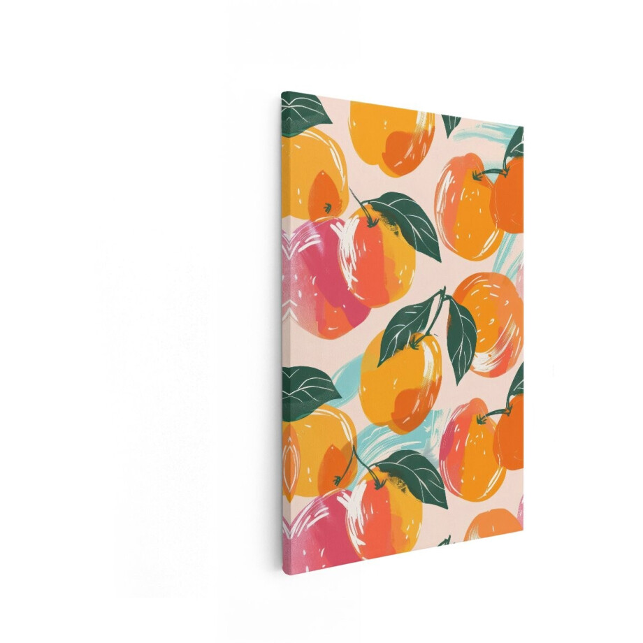 Artaza Canvas Schilderij Sinaasappels - 40x60 cm - Wanddecoratie Abstract - Muurdecoratie Fruit - Decoratie Kleurrijk Patroon - Oranje afbeelding 1