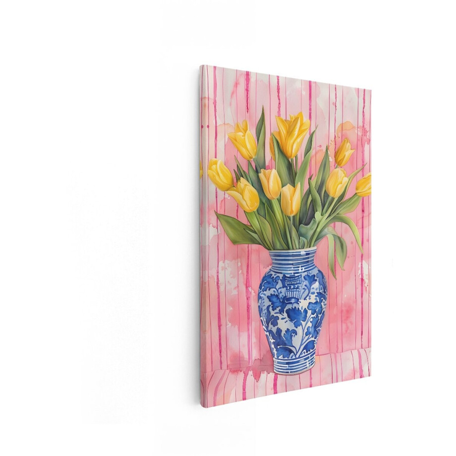 Artaza Canvas Schilderij Gele Tulpen - 40x60 cm - Wanddecoratie Bloemen - Muurdecoratie Delfts Blauwe Vaas - Decoratie Stilleven Artaza Canvas Schilderij Gele Tulpen - 40x60 cm - Wanddecoratie Bloemen - Muurdecoratie Delfts Blauwe Vaas - Decoratie Stilleven afbeelding 1