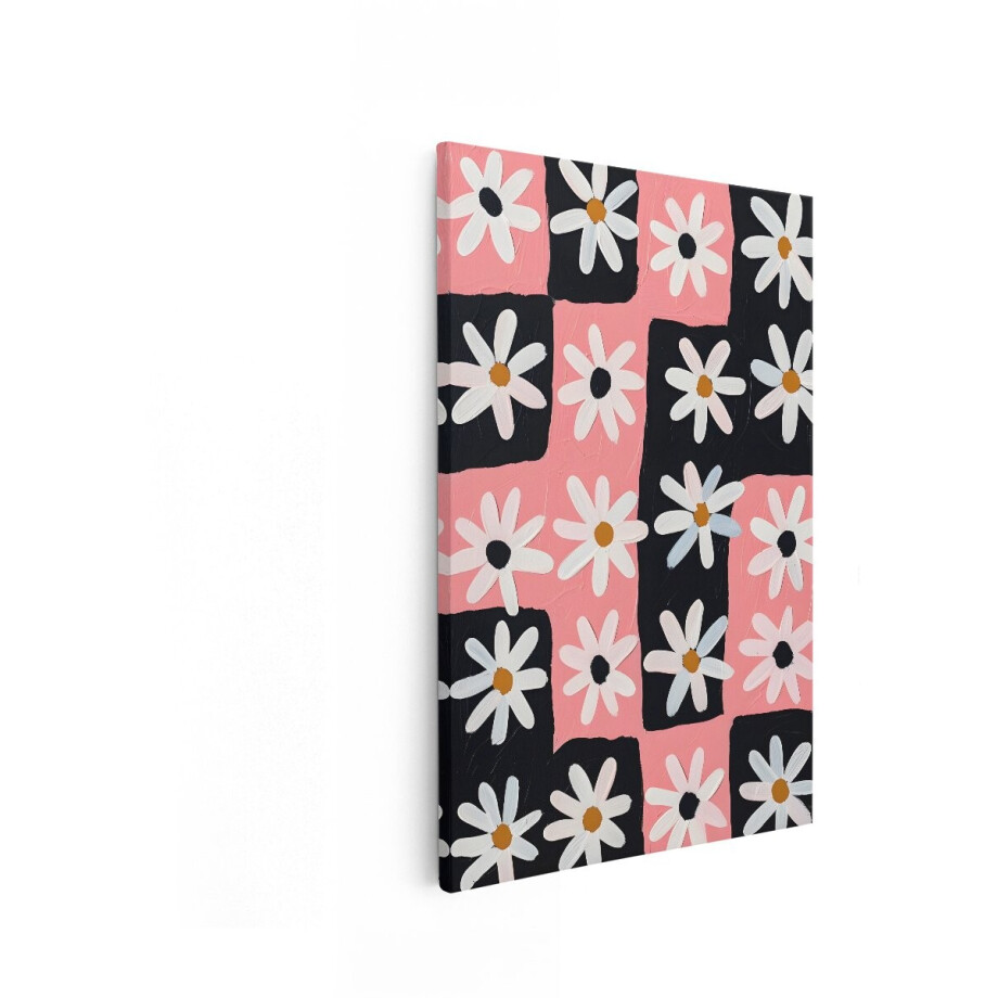 Artaza Canvas Schilderij Madeliefjes - 40x60 cm - Wanddecoratie Bloemen - Muurdecoratie Abstract - Decoratie Roze - Schilderijen Op Canvas afbeelding 1