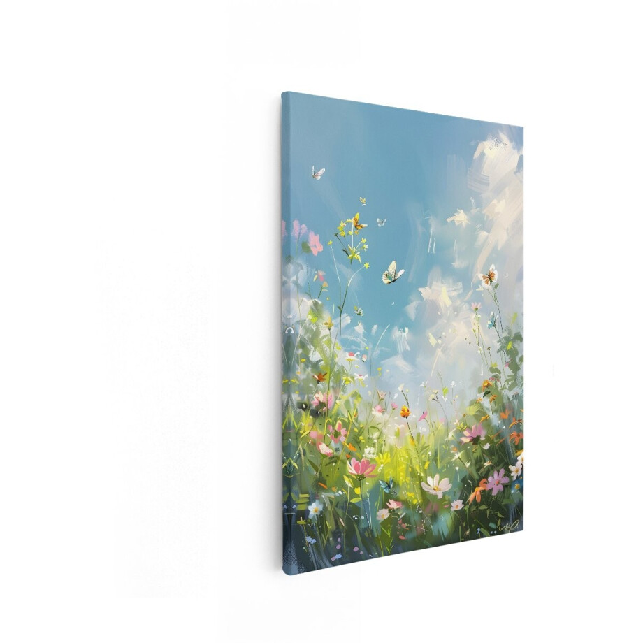 Artaza Canvas Schilderij Bloemenveld - 60x90 cm - Wanddecoratie Vlinders - Muurdecoratie Natuur - Decoratie Bloemen Weide Artaza Canvas Schilderij Bloemenveld - 60x90 cm - Wanddecoratie Vlinders - Muurdecoratie Natuur - Decoratie Bloemen Weide afbeelding 1