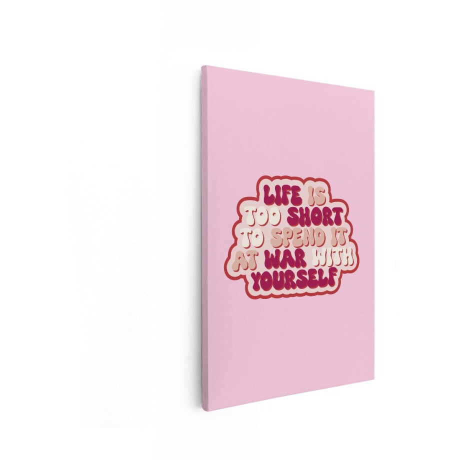 Artaza Canvas Schilderij Het Leven Is Te Kort Om het in Oorlog met Jezelf door Te Brengen Citaat - 60x90 cm - Wanddecoratie Woonkamer - Schilderijen - Muurdecoratie afbeelding 1