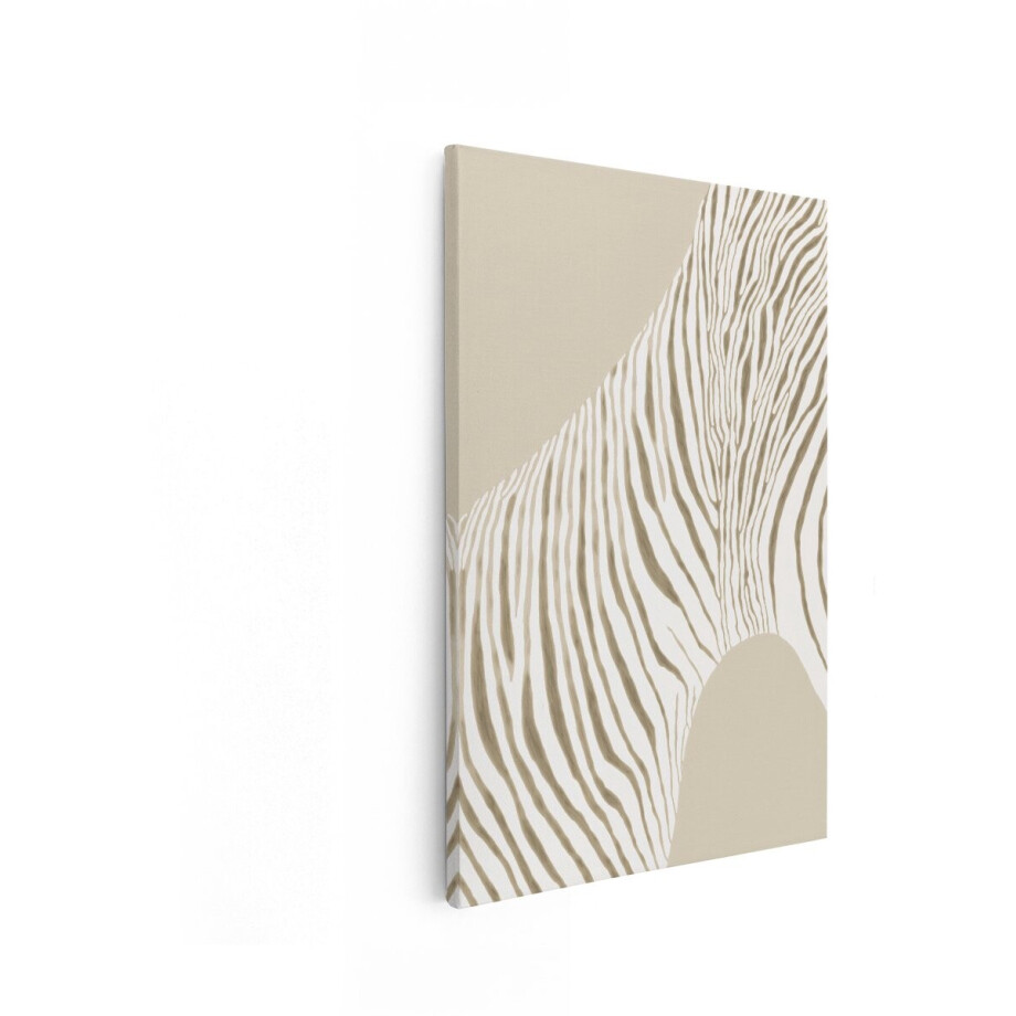 Artaza Canvas Schilderij Abstracte Zebraprint met Zachte - Aardse Tinten en Organische Vormen - 80x120 cm - Groot - Wanddecoratie Woonkamer - Schilderijen - Muurdecoratie afbeelding 1