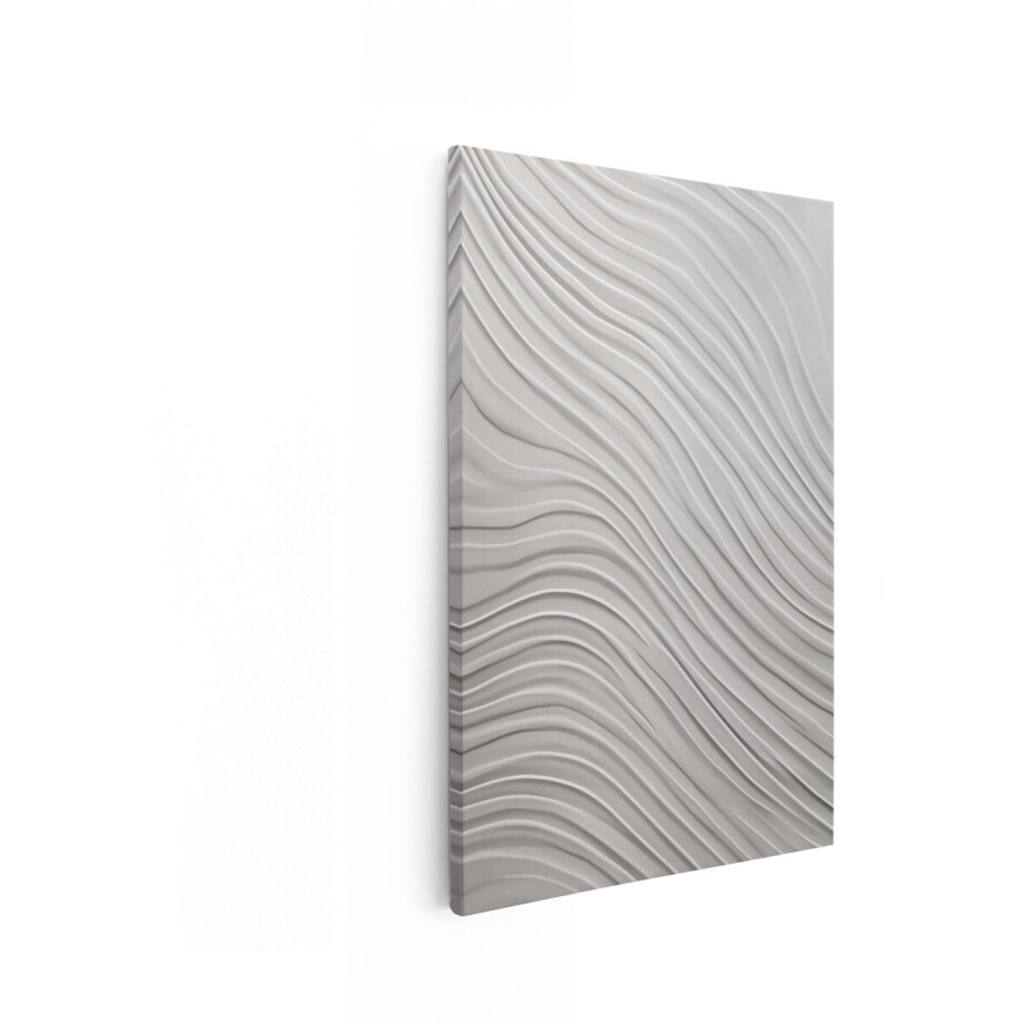 Artaza Canvas Schilderij Abstracte Textuur met Golvende Lijnen in Zachte Grijstinten - 60x90 cm - Wanddecoratie Woonkamer - Schilderijen - Muurdecoratie afbeelding 1