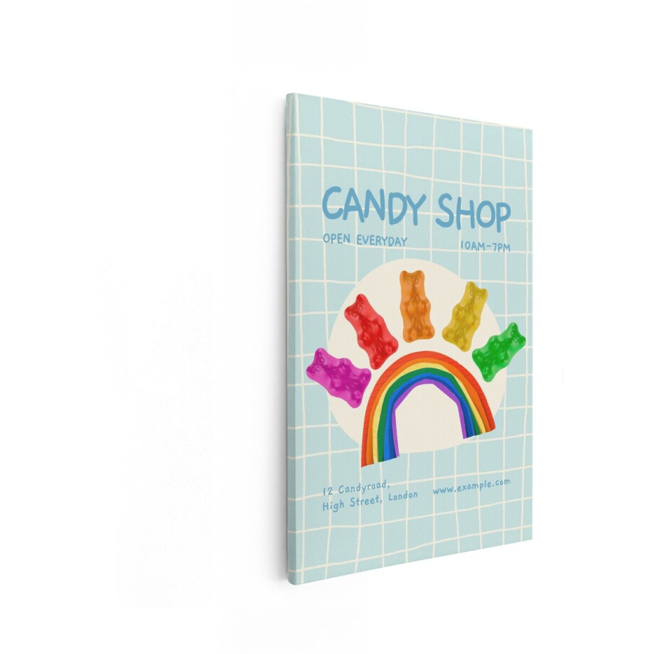 Artaza Canvas Schilderij Gummyberen - 20x30 cm - Wanddecoratie Kinderkamer Regenboog - Muurdecoratie Snoep - Kleurrijk Schilderij Jongenskamer afbeelding 1