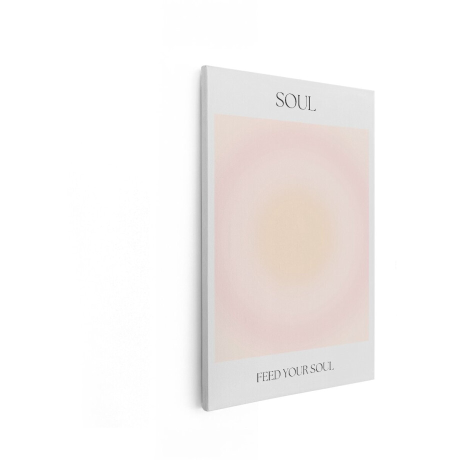 Artaza Canvas Schilderij Abstract Soul - 80x120 cm - Wanddecoratie Quote Feed Your Soul - Muurdecoratie Tekst - Decoratie Roze Pastel afbeelding 1