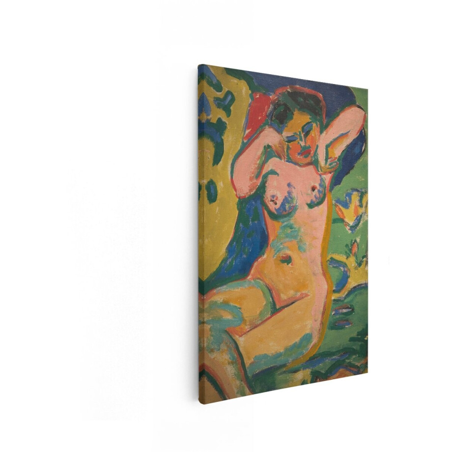 Artaza Canvas Schilderij Expressief Naakt van een Vrouw in Felle Kleuren - Expressionistische Kunst - 40x60 cm - Wanddecoratie Woonkamer - Schilderijen - Muurdecoratie afbeelding 1