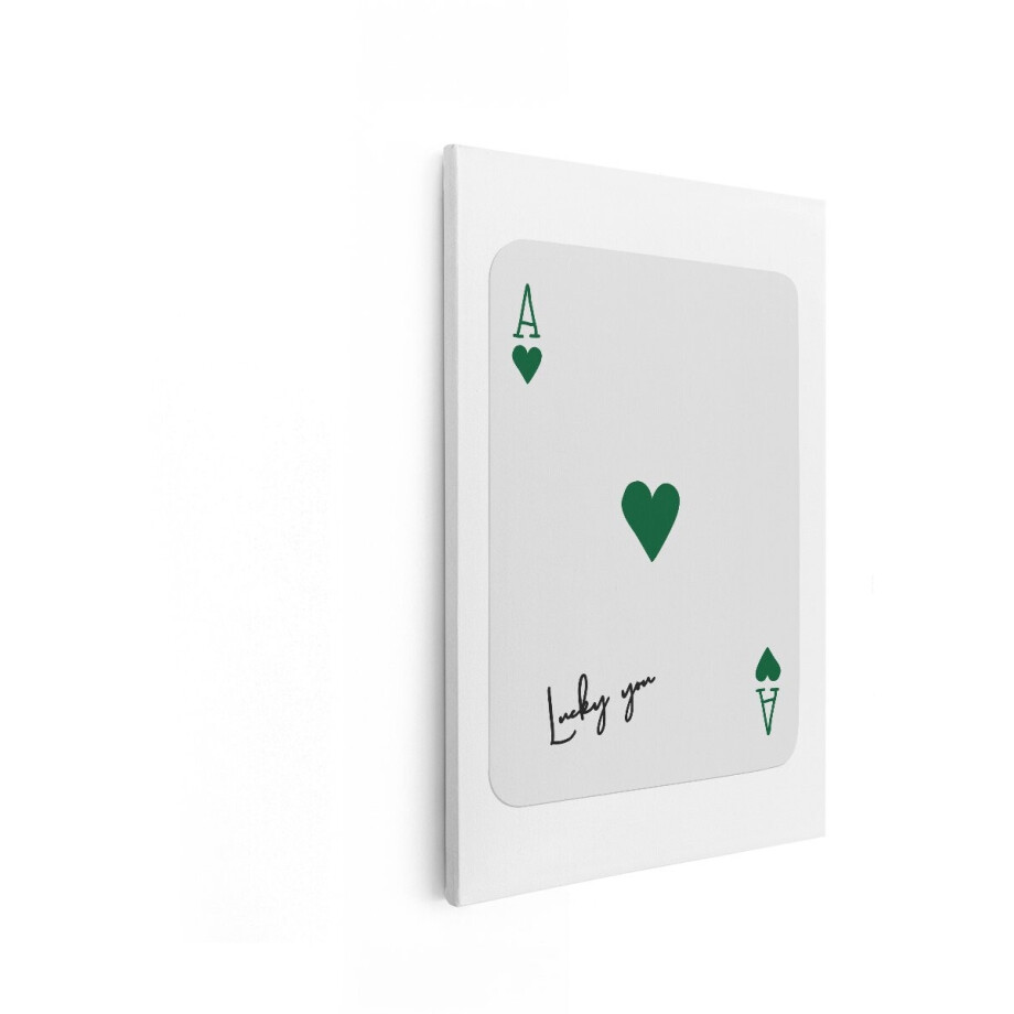 Artaza Canvas Schilderij Speelkaart Aas Harten - 40x60 cm - Wanddecoratie Lucky You - Muurdecoratie Minimalistisch - Decoratie Groen Artaza Canvas Schilderij Speelkaart Aas Harten - 40x60 cm - Wanddecoratie Lucky You - Muurdecoratie Minimalistisch - Decoratie Groen afbeelding 1