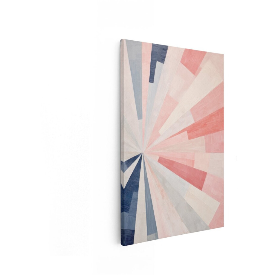 Artaza Canvas Schilderij Abstract - 80x120 cm - Wanddecoratie Geometrisch - Muurdecoratie Modern - Schilderijen Op Canvas Zonnestralen - Roze afbeelding 1