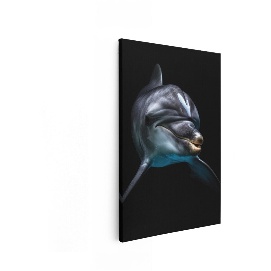 Artaza Canvas Schilderij Dolfijn - 20x30 cm - Wanddecoratie Dierenkop - Muurdecoratie Natuur - Schilderij Dier Zwart - Kamer Accessoires afbeelding 1
