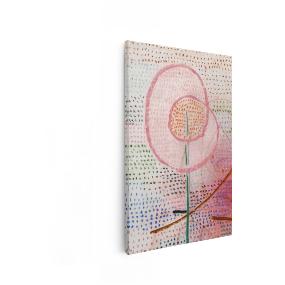 Artaza Canvas Schilderij Abstracte Bloem - 80x120 cm - Wanddecoratie Modern - Muurdecoratie Roze - Decoratie Pastel Stippen afbeelding 1