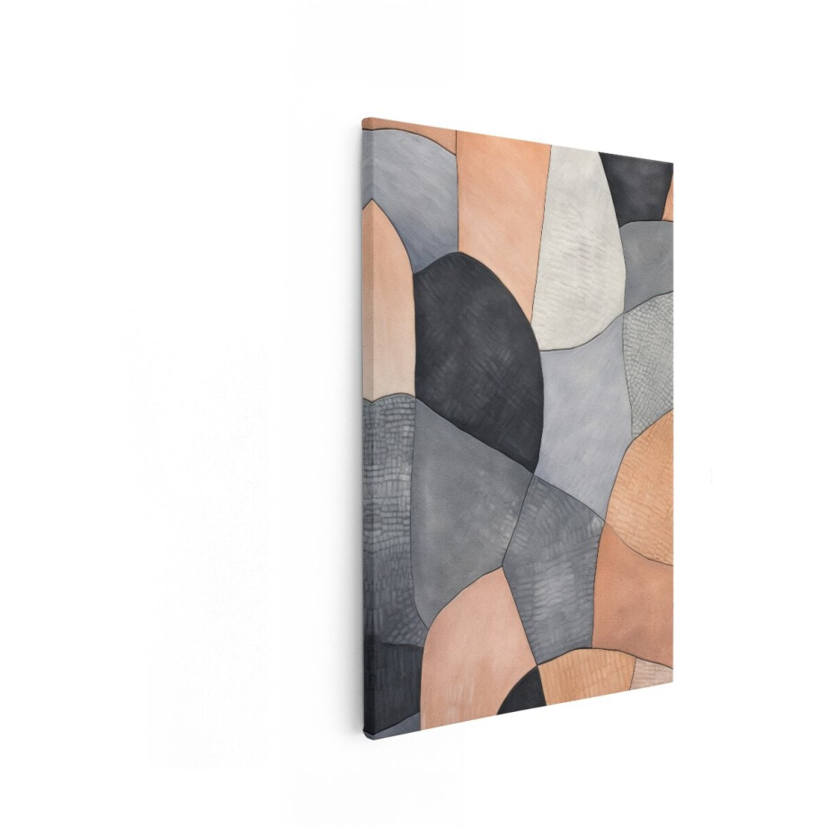 Artaza Canvas Schilderij Abstracte Organische Vormen met Textuur en Aardse Tinten - 20x30 cm - Klein - Wanddecoratie Woonkamer - Schilderijen - Muurdecoratie afbeelding 1