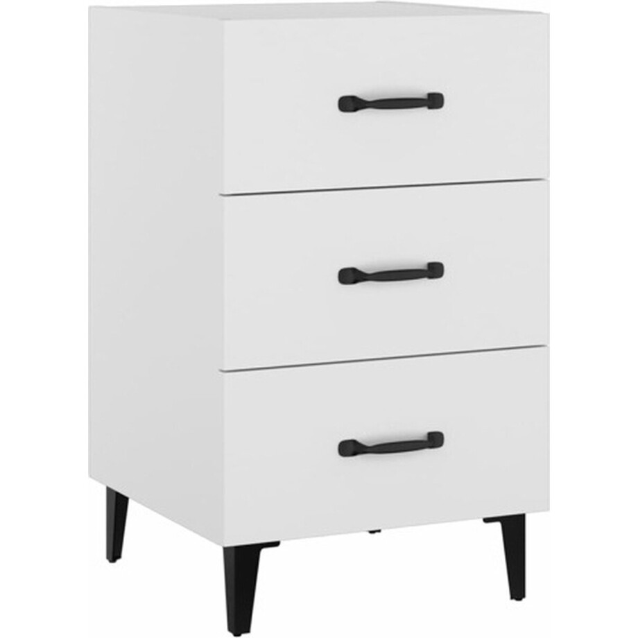 vidaXL - Nachtkastje - 40x40x66 - cm - bewerkt - hout - wit afbeelding 1
