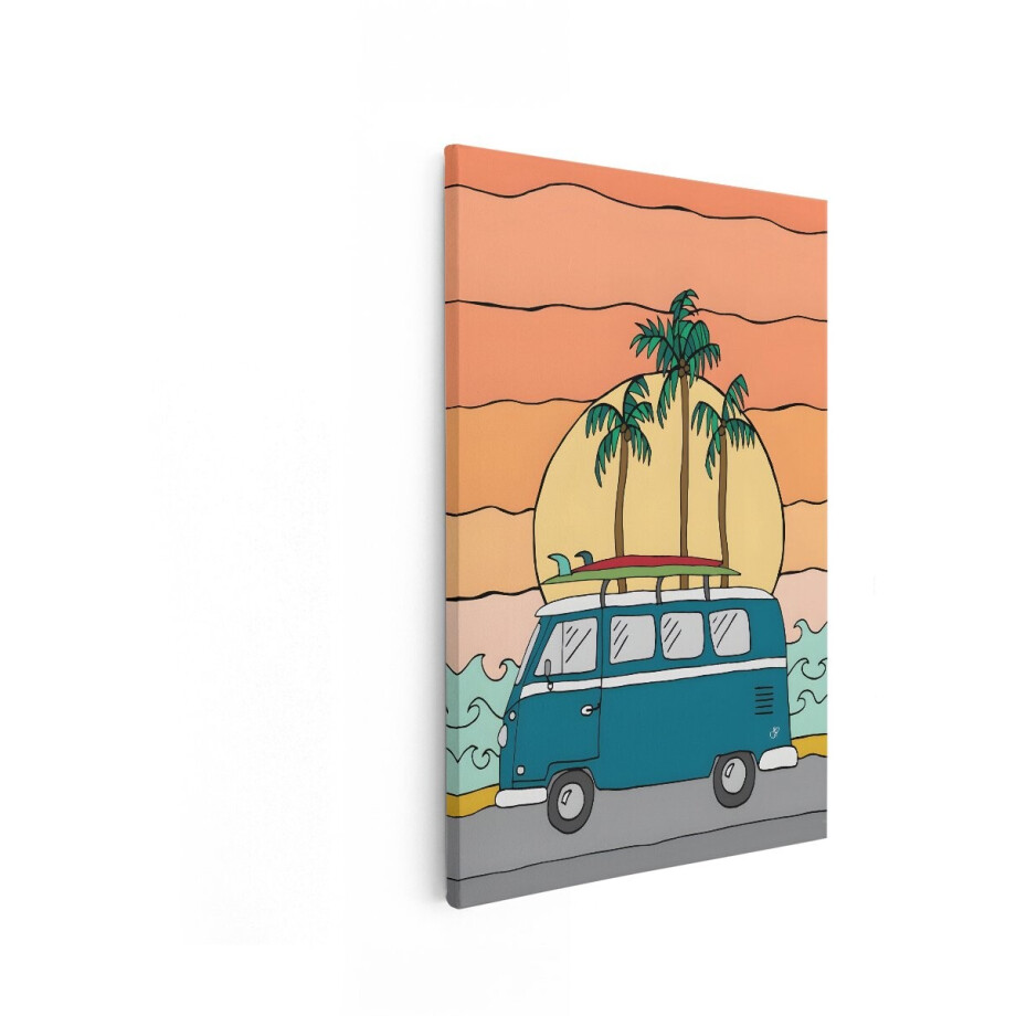 Artaza Canvas Schilderij Surf Camper - 60x90 cm - Wanddecoratie Zonsondergang Zee - Muurdecoratie Strand Palmbomen - Decoratie Landschap Artaza Canvas Schilderij Surf Camper - 60x90 cm - Wanddecoratie Zonsondergang Zee - Muurdecoratie Strand Palmbomen - Decoratie Landschap afbeelding 1