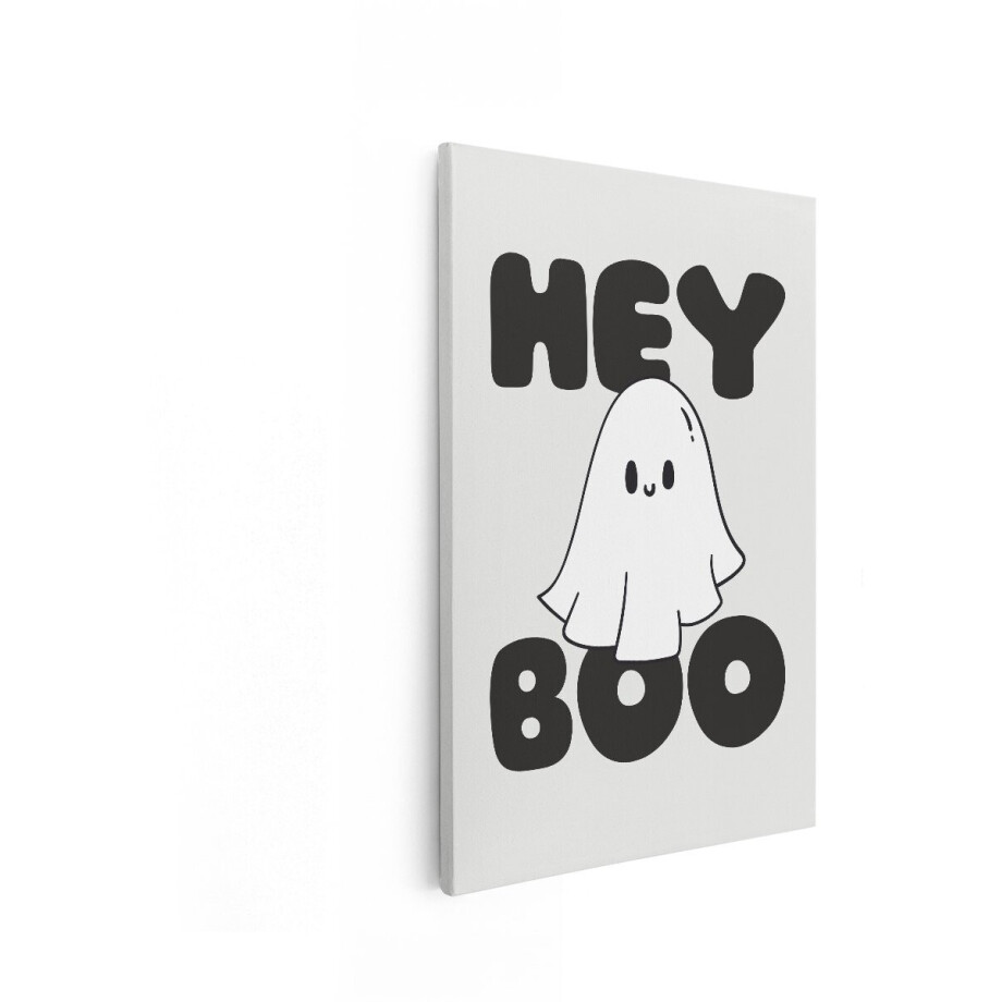 Artaza Canvas Schilderij Schattige Geest met Tekst 'Hey Boo' voor Halloween-Decoratie - 20x30 cm - Klein - Wanddecoratie Woonkamer - Schilderijen - Muurdecoratie Artaza Canvas Schilderij Schattige Geest met Tekst 'Hey Boo' voor Halloween-Decoratie - 20x30 cm - Klein - Wanddecoratie Woonkamer - Schilderijen - Muurdecoratie afbeelding 1