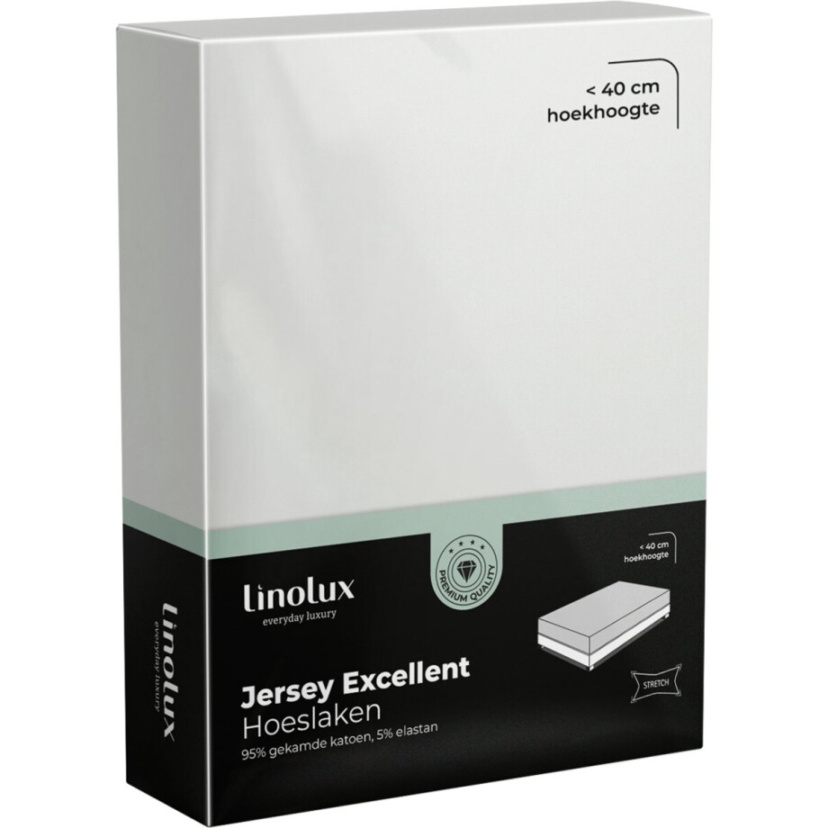 Linolux Hoeslaken Jersey Excellent Offwhite 140x200 t/m 160x220 Linolux Hoeslaken Jersey Excellent Offwhite 140x200 t/m 160x220 afbeelding 1