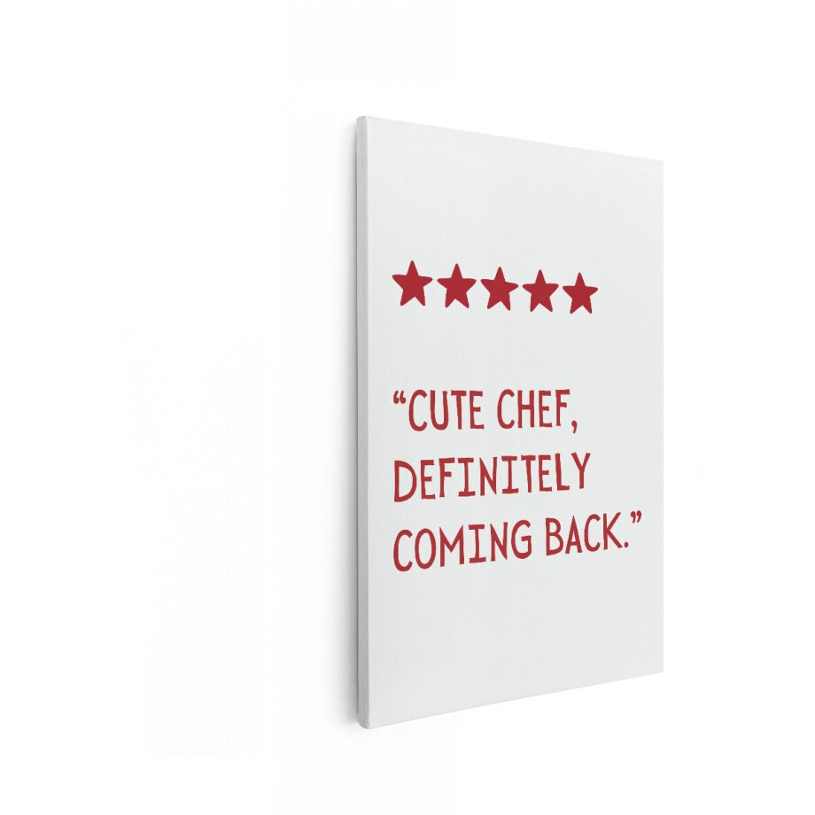 Artaza Canvas Schilderij Tekst Cute Chef - 40x60 cm - Wanddecoratie Keuken - Muurdecoratie Quote - Decoratie Vijf Sterren Review afbeelding 1